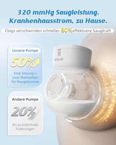 ANWIKE Elektrische Milchpumpe Handsfree für Schmerzfreies Pumpsen, ideal für Fahren und Reisen - 4 Modi 9 Stufen, 230g l