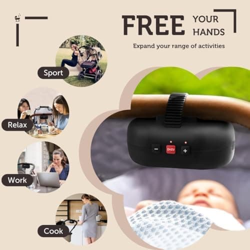 ZAZU Robby Kinderwagenschaukler - Automatische Babywippe, Verstellbare Stärke, 40-Min Timer, Babyschreisensor, USB-C Wie