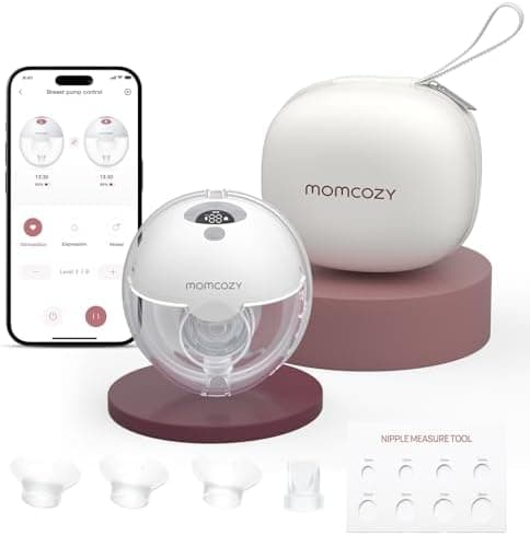 Momcozy M5 Milchpumpe Elektrisch Freihändig, 24 mm(1, Grau), Doppelt Abgedichteter Flansch, 3 Modi, 9 Stufen, Tragbar Br