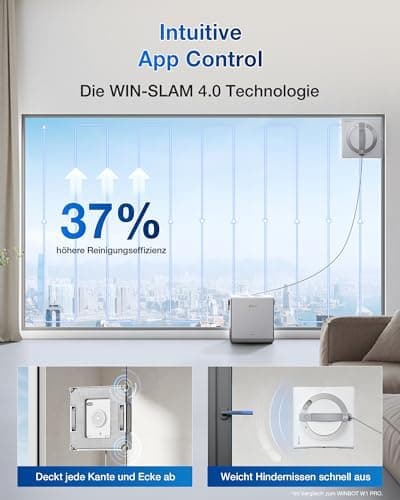 EcoVacs WinBot W2 Pro Fensterputzroboter Weiß +6-in-1 Multifunktionsstation +Aufladen im Betrieb +3-Düsen-Sprüheskopf +W
