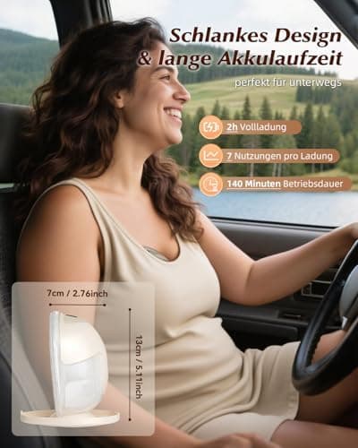 KISSBOBO Elektrische Milchpumpe Doppel 320mmHg Stark Saugleistung 4 Modi 19 Stufen Schmerzfrei Freihändig (Beige 2 Stück