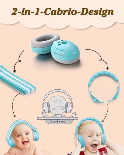 2 in 1 Baby Kopfhörer Lärmschutz für Baby Gehörschutz
| Baby Kopfhörer Lärmschutz 25dB - perfekt für Baby Gebrauch
| Ge