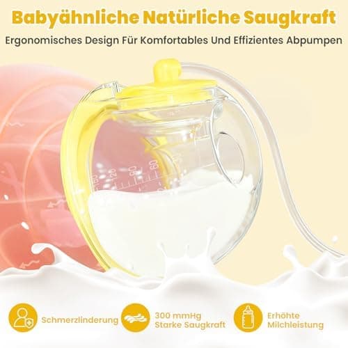 Elektrische Milchpumpe Freihändig -Comfortable 21/24mm Flansch 300mmHg Starke Saugleistung für Mam Ausgehen