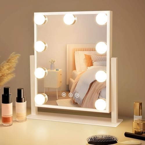 Hollywood-Spiegel mit Beleuchtung - Vanity Mirror 9 LED - 360° Drehung -Touch Dimmbar - Perfekter Schminkspiegel für den