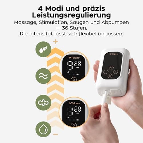 Tulano leiseste kabellose Doppel-Milchpumpe handsfree für Mommys, leise BPA-frei, 150–300 ml, USB wiederaufladbare Milch