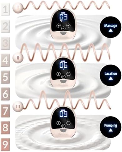 Nukido Milchpumpe Elektrisch - Elektrisch, 3 Modi, tragbar, LED-Anzeige, BPA-Frei, Silikon, Beige, Gold, Futtermilch-Spü