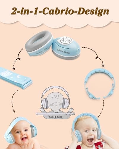 Hörschutz für Babys 25dB Lärmschutz 2 in 1 Kopfhörer Blau Eulen