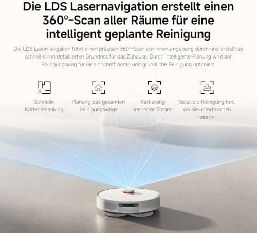 Xiaomi Robot Vacuum X20+ für Haushalte mit großen Flächen - Starkes Saugen bis 280m², LDS-Navigation, 4L Wasserreservoir