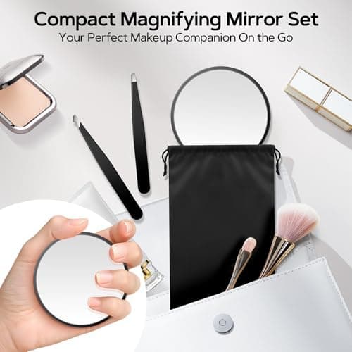 MIYADIVA 20X 30X 40X Vergrößerungsspiegel Set für Frauen - Reise, Bad und Zuhause mit Saugnapf, 9cm Kleiner Spiegel und