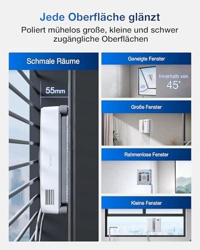 ECOVACS WINBOT MINI Fensterputzroboter, kompaktes Design, 4 Reinigungsmodi