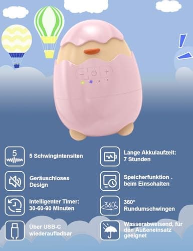 Robofun Kinderwagenschaukler - Elektrisch USB-C Aufladbar, 5 Einstellbare Schaukelintensitäten, Portabel für Babys