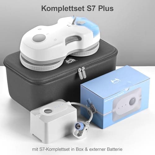 Hutt S7 Plus Fensterputzroboter Akku kabellos, 5500 Pa Saugkraft und 3D schwebendes Doppelpad, perfekt für Professionell