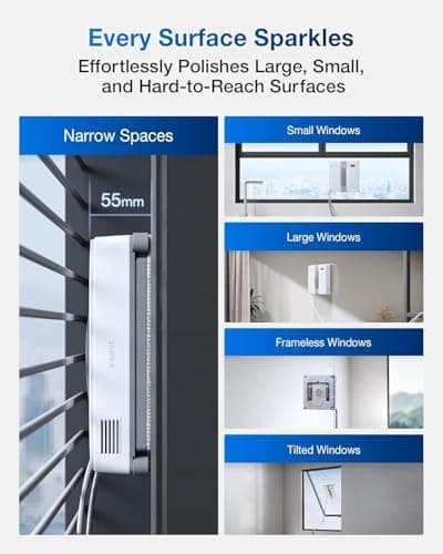 EcoVacs Winbot Mini Fensterputzroboter, intelligente Pfadplanung, 4 Reinigungsmodi, grau   
EcoVacs Winbot Mini Fensterp
