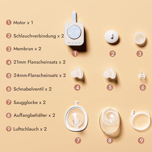 NCVI Elektrische Milchpumpe Freihändig – Leise Doppelmilchpumpe mit Leak-Proof und 9 Stufen Regulierbarkeit für Mama, Bl