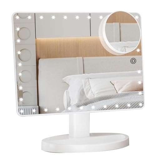 FUNTOUCH Kosmetikspiegel mit Beleuchtung (Wiederaufladbarer, 3 Farblichter, Dimmbarer Touchscreen)