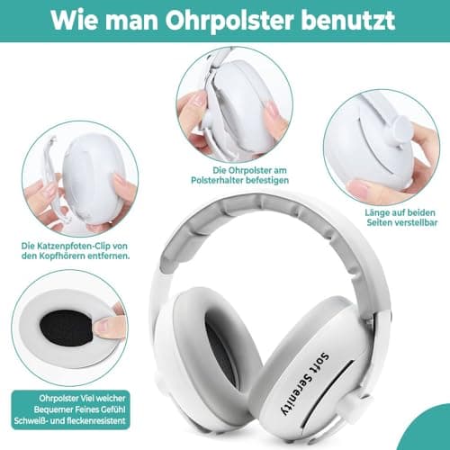 Gehörschutz für Babys und Kinder 2-in-1 CE-zertifiziert 25 dB - Komfortabler und verstellbarer Lärmschutz für Schlaf, Re
