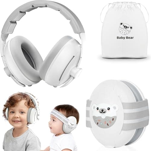 Sunshine Smile Baby Gehörschutz 0-4 Jahre + Gehörschutz für Kinder + Unisex Graublottnasenmuster + Geräuschunterdrückung