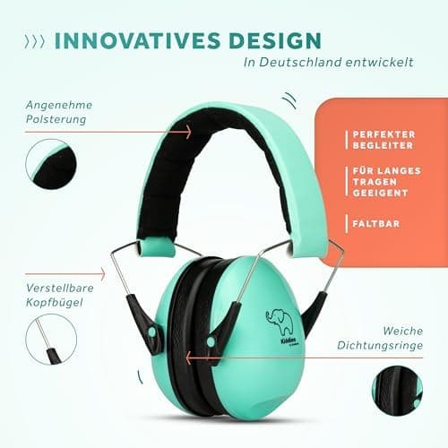 Schallwerk® Kids Gehörschutz Minty Blue - Hochwertiger Lärmschutz für Kindermini-Ohrenschützerideal für Alltags- und Eve