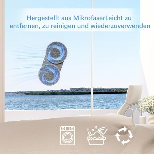 Tosima W2 Fensterputzroboter 3800 PA - automatischer Fensterroboter mit Fernbedienung, intelligenter Navigation und Kant