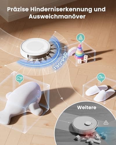 LEFANT M310 Ultra Weiß Staubsauger Roboter 6000Pa ToF Lasernavigation App Alexa
