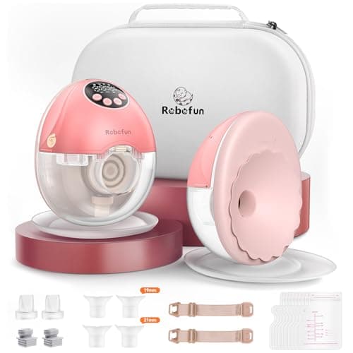Robofun Handsfreie Elektrische Milchpumpe 2er-Pack Rosa