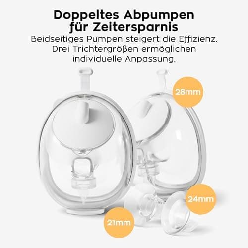 Tulano leiseste kabellose Doppel-Milchpumpe handsfree für Mommys, leise BPA-frei, 150–300 ml, USB wiederaufladbare Milch