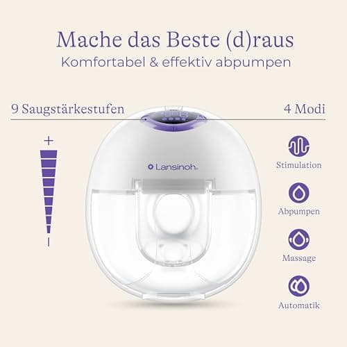 Lansinoh tragbare elektrische Doppelmilchpumpe – wiederaufladbarer Akku & handsfree & leise abpumpen ohne Kabel & Schläu