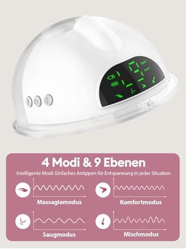 Lulia Elektrische Milchpumpe Handsfree 4 Modi 350mmHg Starke Absaugung (2Packs)