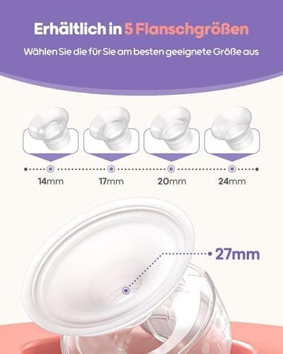 Nuliie Elektrische Milchpumpe Elektrisch tragbar Freihändig 12 Stufen 5 Saugmodi Weiß