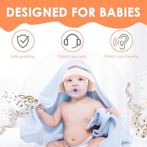 Gehörschutz Baby Lärmschutz 2 in 1 Kopfhörer mit Verstellbarem Kopfband und Gepolsterten Ohrenschützern für Babys bis 48