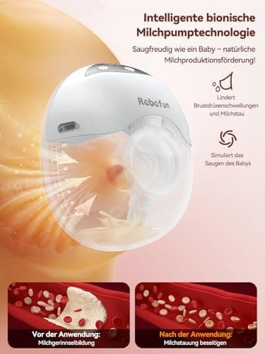 Robofun Milchpumpe Elektrisch Freihändig, Handsfreemit Staubschutzdeckel, Breast Pump Electric 19mm/21mm/24mm Flansch-1