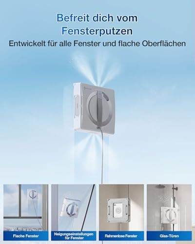ECOVACS WINBOT W2 PRO Fensterputzroboter, Win-SLAM |0 Pfadplanung, Kanten-Erkennung, 10-Stufen-Schutzsystem, Weiß