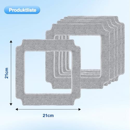 Robofun Fensterputzroboter Reinigungstuch W36D, 6 Stück, Wiederverwendbar, Quadratischer Mikrofaser Pad, Ideal für Fenst