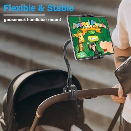 Oilcan Metall Flexible Tablet Halterung für Rollstuhl - Kinderwagen, Fahrrad, Laufband - Adaptables Halterungssystem für