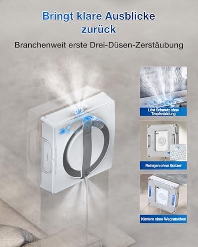 EcoVacs WinBot W2 Pro Fensterputzroboter Weiß +6-in-1 Multifunktionsstation +Aufladen im Betrieb +3-Düsen-Sprüheskopf +W