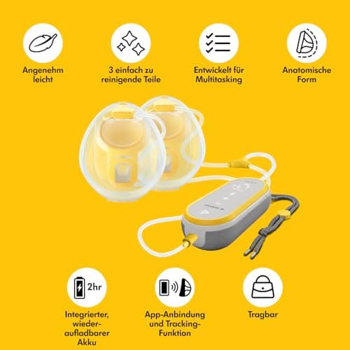 Medela Freestyle Hands-free Elektrische Doppel-Milchpumpe - Verbindbar mit der Medela Family App - Tragbares und diskret