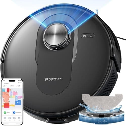 Proscenic Q8 Saugroboter Laser Navigation Steuerung über APP Leistungsstarker Staubsauger mit Wischfunktion Böden und Te