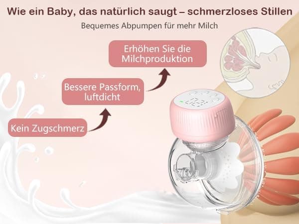 Schmerzfreie Elektrische Milchpumpe Handsfree 4 Modi 12 Stufen LED-Anzeige (2 Pack)  
Geringer Geräuschpegel Elektrische