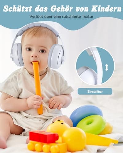 Lictin Gehörschutz für Babys - 2-in-1 Kopfhörer mit Lärmschutz 25dB - Grau Stern