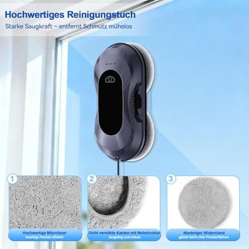 Robofun 12 Stück Kreisrunde Wiederverwendbar Reinigungstücher für Fensterputzroboter WD12D, W23D, W30DL, W22D und Andere