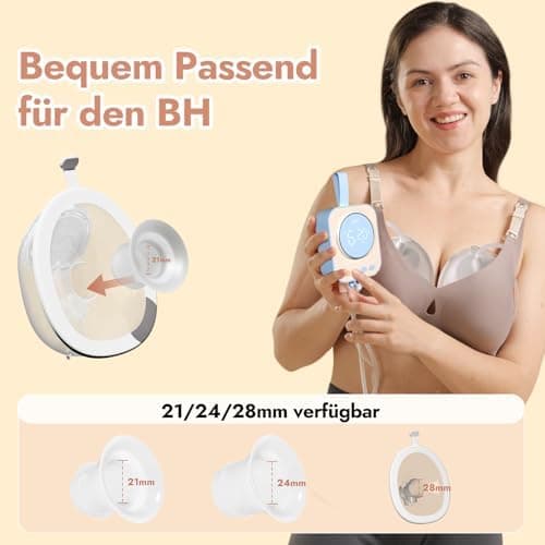 NCVI Elektrische Milchpumpe Freihändig – Leise Doppelmilchpumpe mit Leak-Proof und 9 Stufen Regulierbarkeit für Mama, Bl