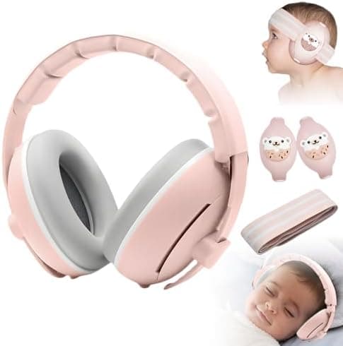 Baby-Hörschutz 2-in-1 Lärmschutz 25dB: Komfortable Ohrenschützer für Babys mit Geräuschdämpfung & verstelbarem Band (Gel