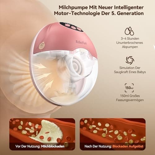 Robofun Handsfreie Elektrische Milchpumpe 2er-Pack Rosa