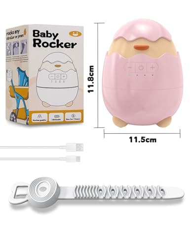 Robofun Kinderwagenschaukler - Schlafhilfe für Babys, USB-C Aufladbar, Elektrische Tragbare Schaukelfunktion im Rosaesig