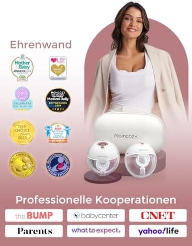Momcozy M5 Milchpumpe Elektrisch, Tragbar Freihändig Doppelmilchpumpe, Doppelt Abgedichteter Flansch Mit 3 Modi und 9 St