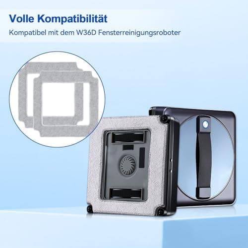 Robofun Fensterputzroboter Reinigungstuch W36D, 6 Stück, Wiederverwendbar, Quadratischer Mikrofaser Pad, Ideal für Fenst