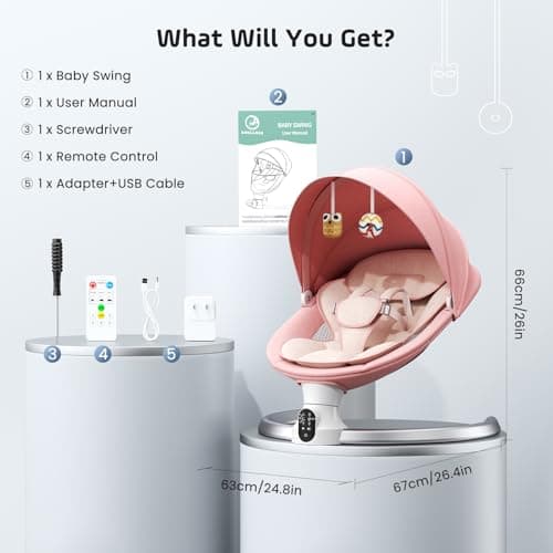 BlundiQue Elektrische Babywippe mit 5 Schaukelgeschwindigkeiten & Timing-Funktion, für Babys ab 0-9 kg, inkl. Fernbedien