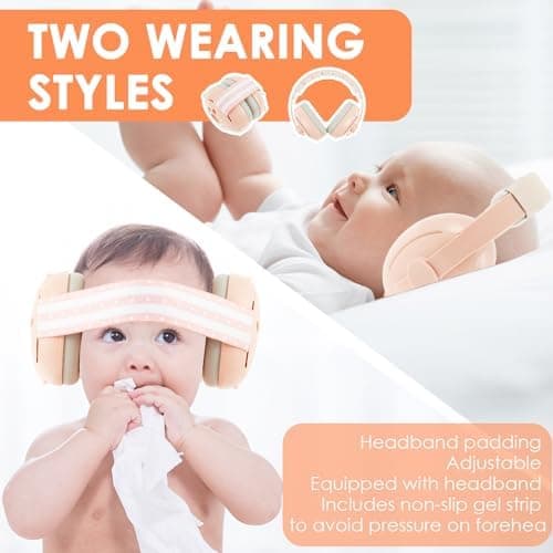 Gehörschutz Baby Lärmschutz 2 in 1 Kopfhörer mit Verstellbarem Kopfband und Gepolsterten Ohrenschützern für Babys bis 48
