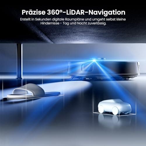 Proscenic Q8 Saugroboter Laser Navigation Steuerung über APP Leistungsstarker Staubsauger mit Wischfunktion Böden und Te