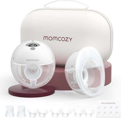 Momcozy M5 Milchpumpe Elektrisch Freihändig, 24 mm(1, Grau), Doppelt Abgedichteter Flansch, 3 Modi, 9 Stufen, Tragbar Br